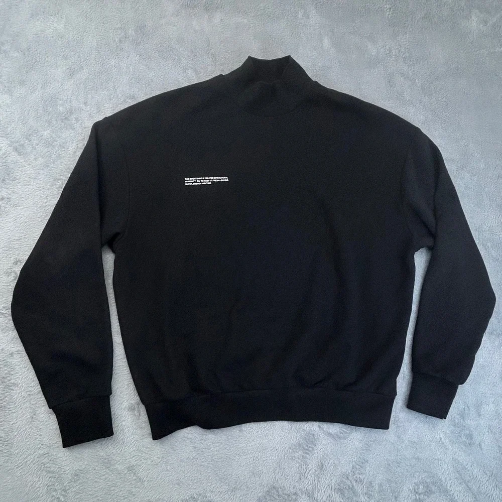 Pangaia 365 High Neck Sweatshirt Black Organic Cotton Mock Neck Small - Picture 1 of 10